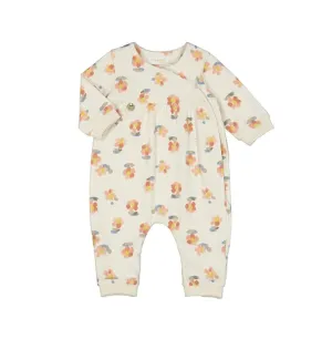 1753 Infant Girls Cotton Kimono Snap Romper - Peach Floral