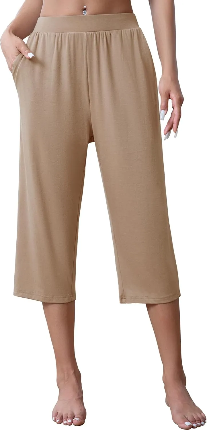 3 Pack Capri Pants for Women Loose Lounge Cropped Sweatpants Joggers Yoga Casual Workout Pants with Pockets