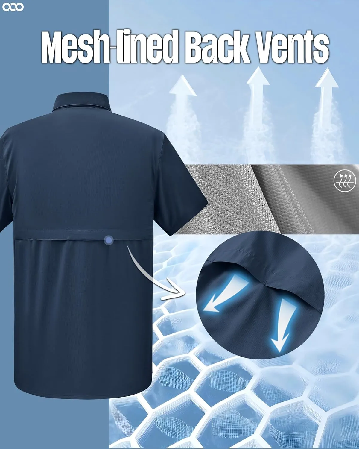33,000ft Men's Fishing Shirts Lightweight Cool Quick Dry Sun Protection UV Short Sleeve Shirt for Casual Hiking Safari Travel