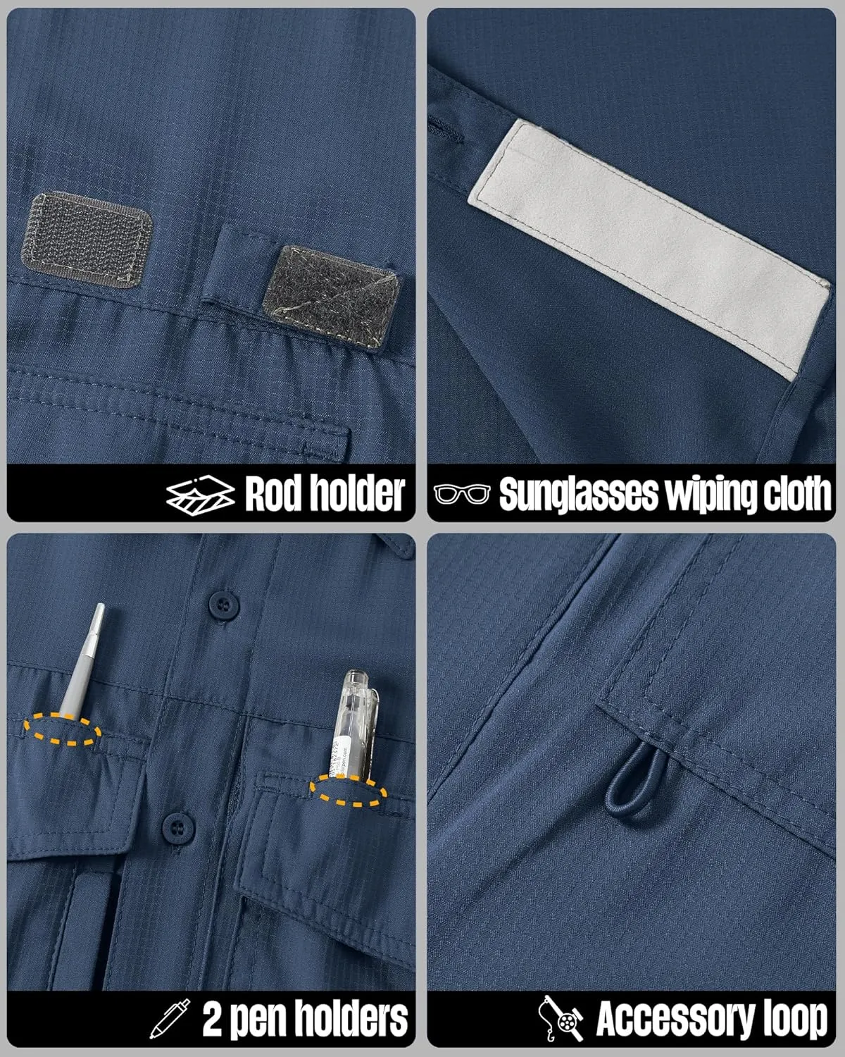 33,000ft Men's Fishing Shirts Lightweight Cool Quick Dry Sun Protection UV Short Sleeve Shirt for Casual Hiking Safari Travel
