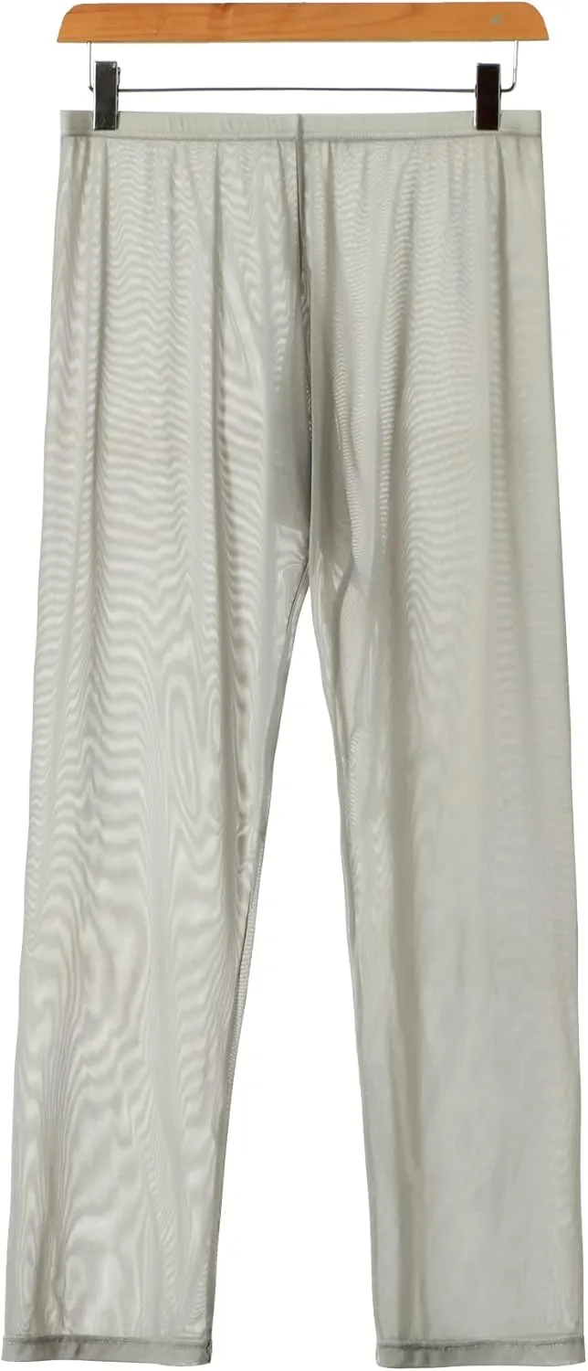 52hertz Men's Mesh See Through Pajama Pants Stretchy Nightwear Sleep Bottoms Lounge Pants