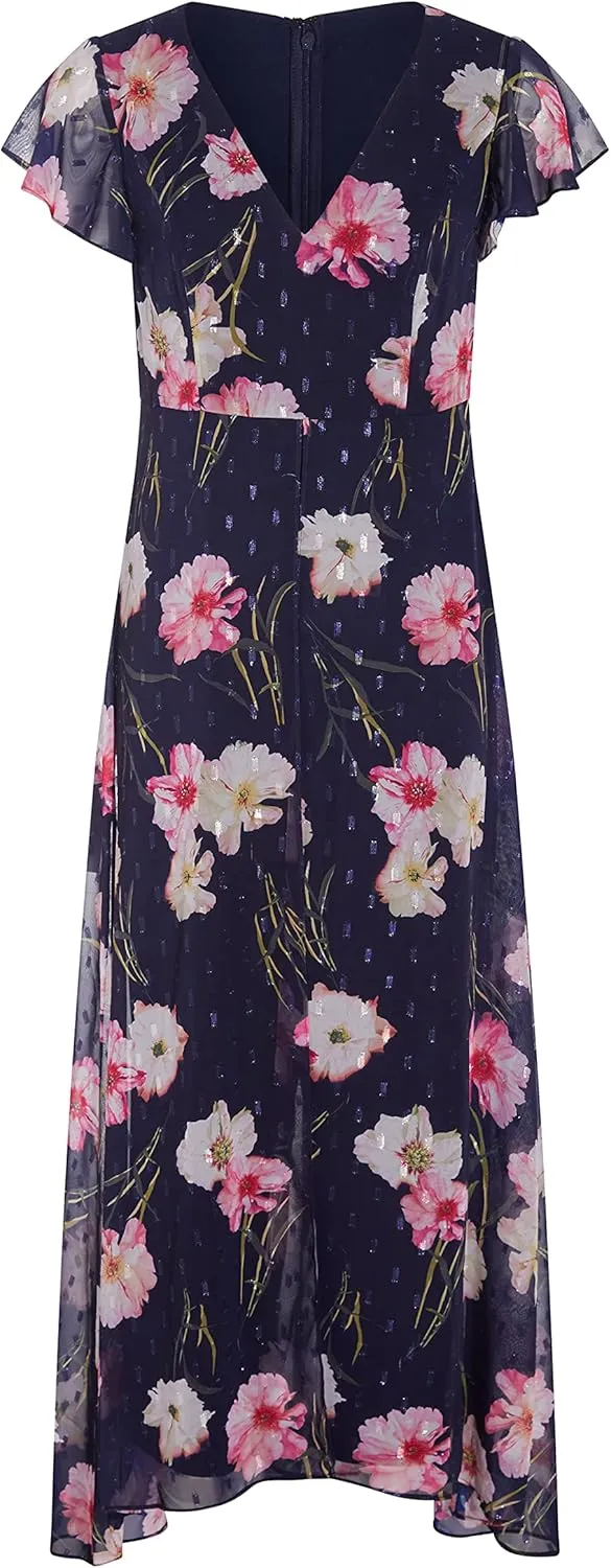 Adrianna Papell womens Floral Print Metallic Jumpsuit