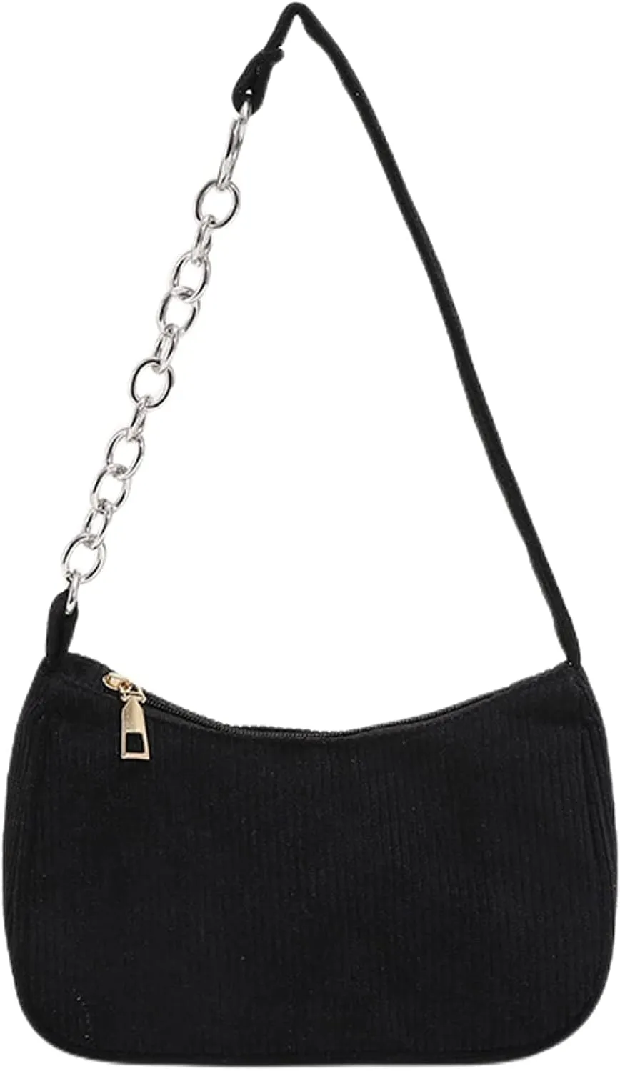 AIBEARTY Women Girls Corduroy Handbag Underarm Bag Retro Small Purse Shoulder Bag Clutch Tote