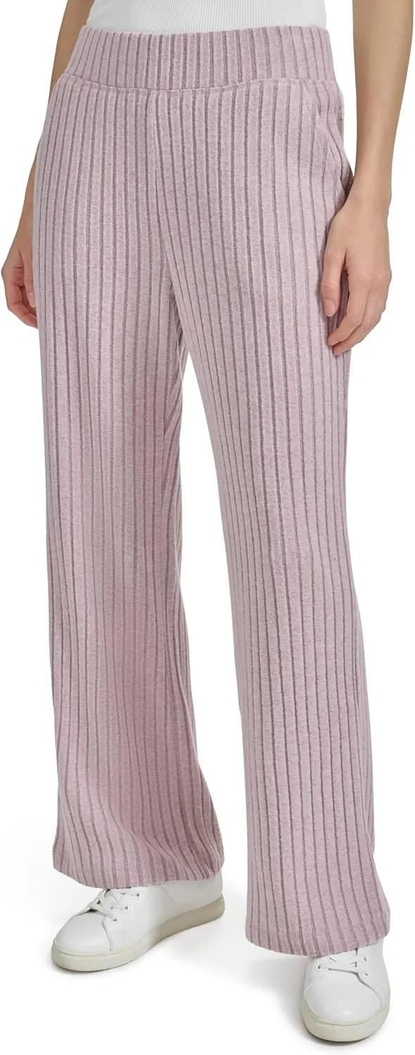 Andrew Marc Women's Pull on Wide Leg Ribbed Pants