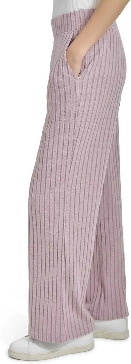 Andrew Marc Women's Pull on Wide Leg Ribbed Pants