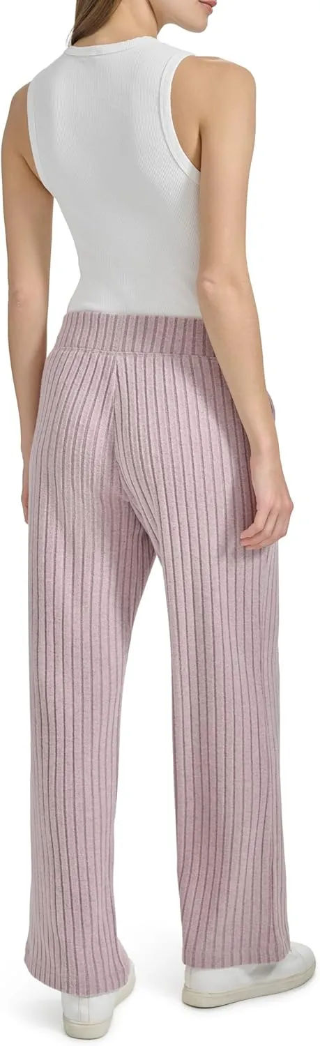 Andrew Marc Women's Pull on Wide Leg Ribbed Pants
