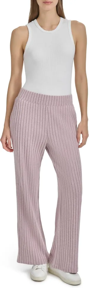 Andrew Marc Women's Pull on Wide Leg Ribbed Pants