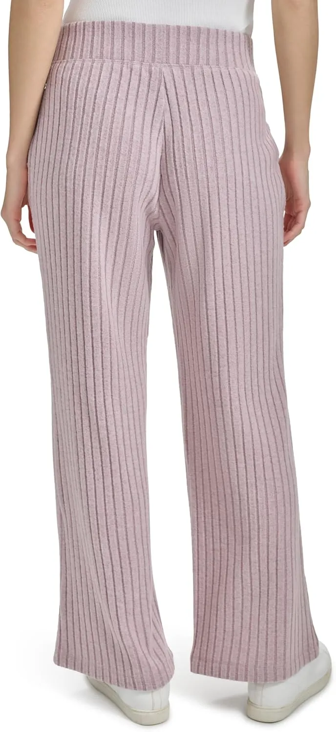 Andrew Marc Women's Pull on Wide Leg Ribbed Pants