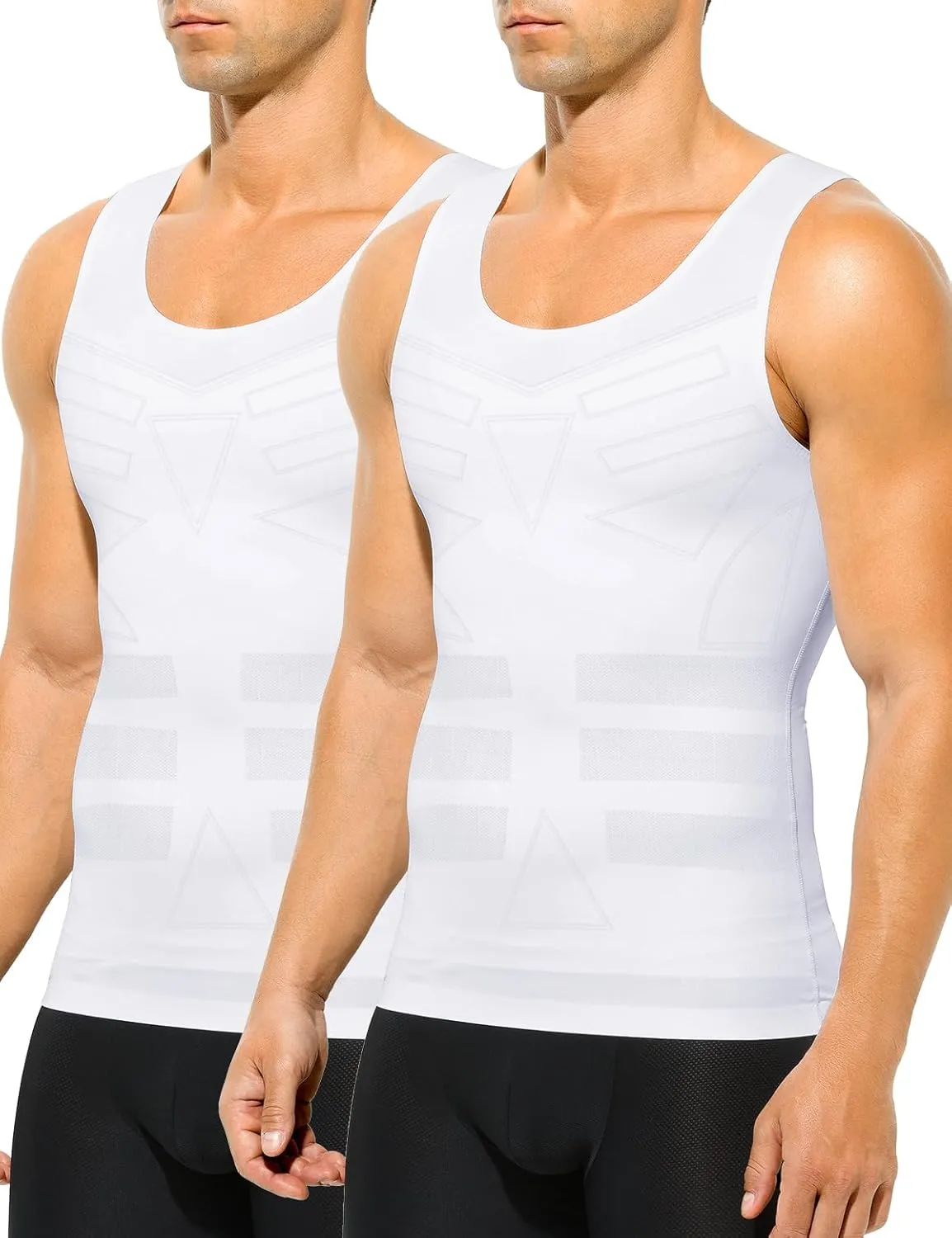 Arjen Kroos Men's Compression Tank Top 2 Pack Seamless Silky Body Shaper Slimming Undershirt