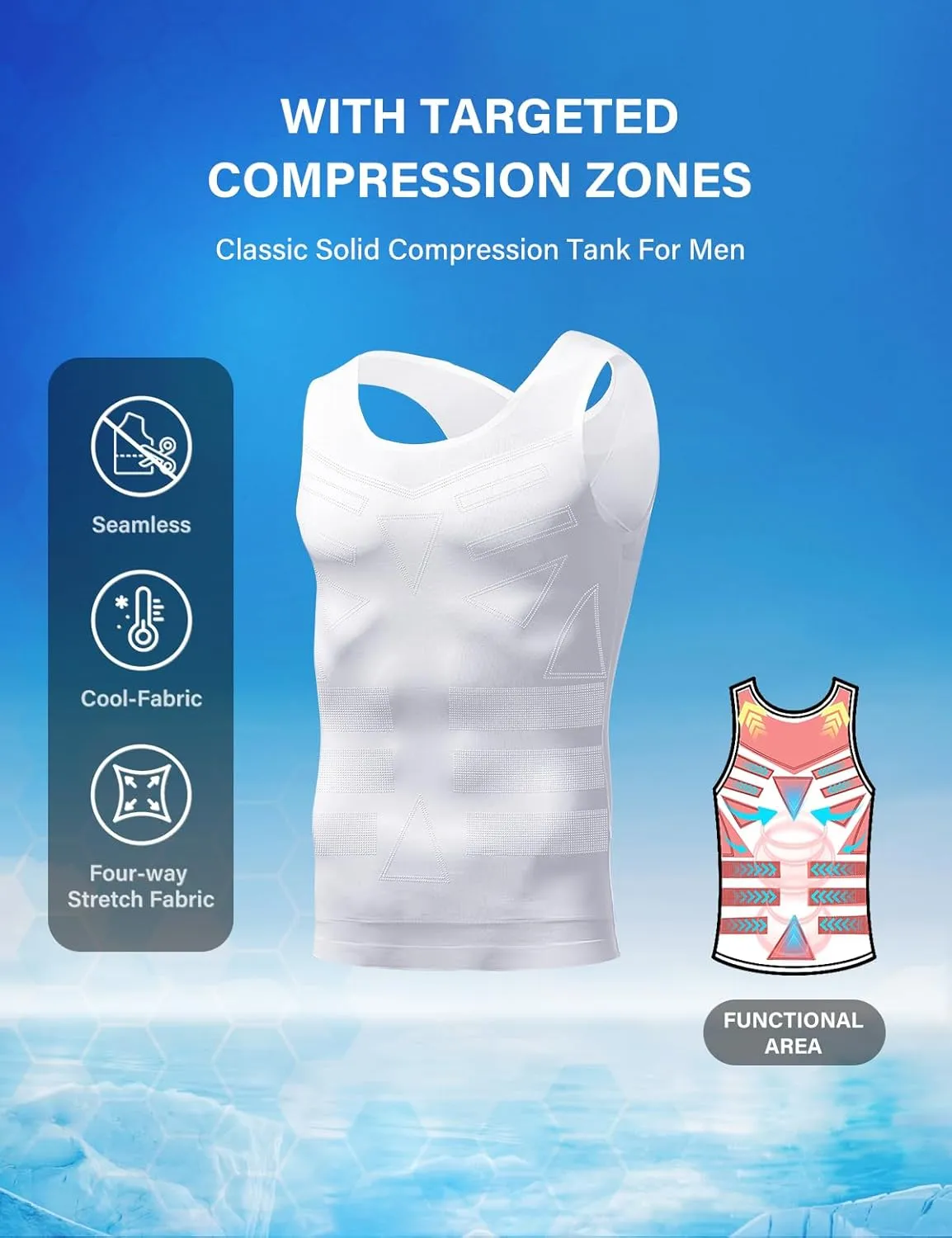 Arjen Kroos Men's Compression Tank Top 2 Pack Seamless Silky Body Shaper Slimming Undershirt