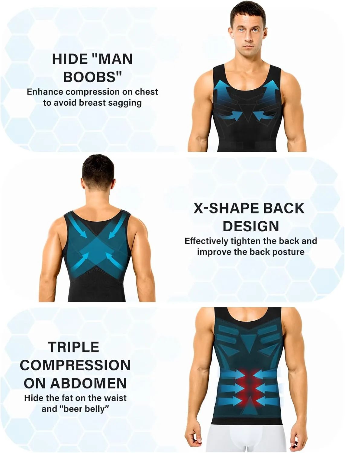 Arjen Kroos Men's Compression Tank Top 2 Pack Seamless Silky Body Shaper Slimming Undershirt