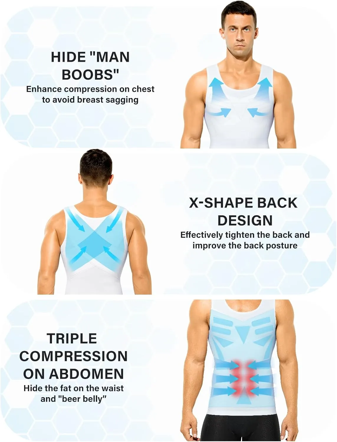 Arjen Kroos Men's Compression Tank Top 2 Pack Seamless Silky Body Shaper Slimming Undershirt