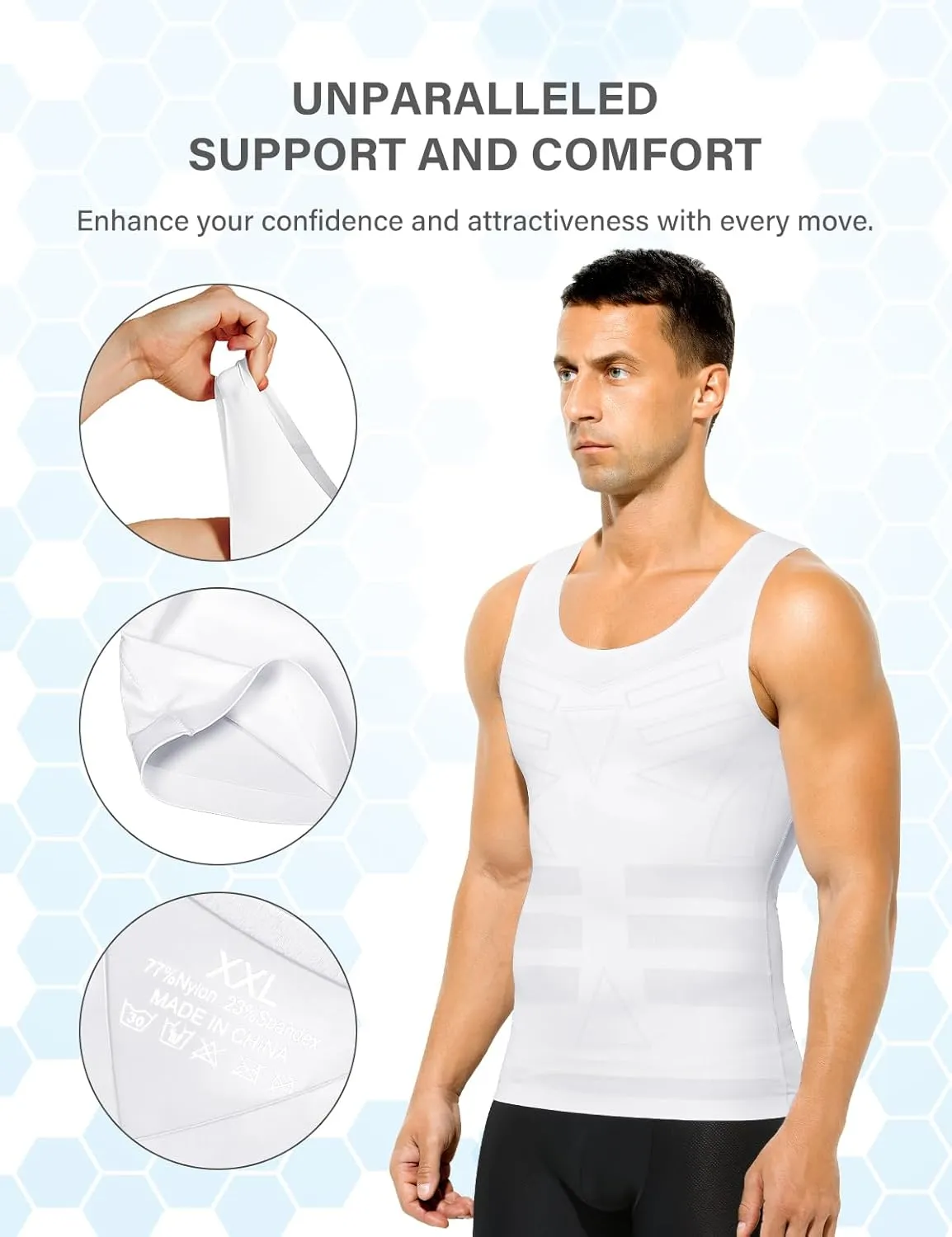 Arjen Kroos Men's Compression Tank Top 2 Pack Seamless Silky Body Shaper Slimming Undershirt