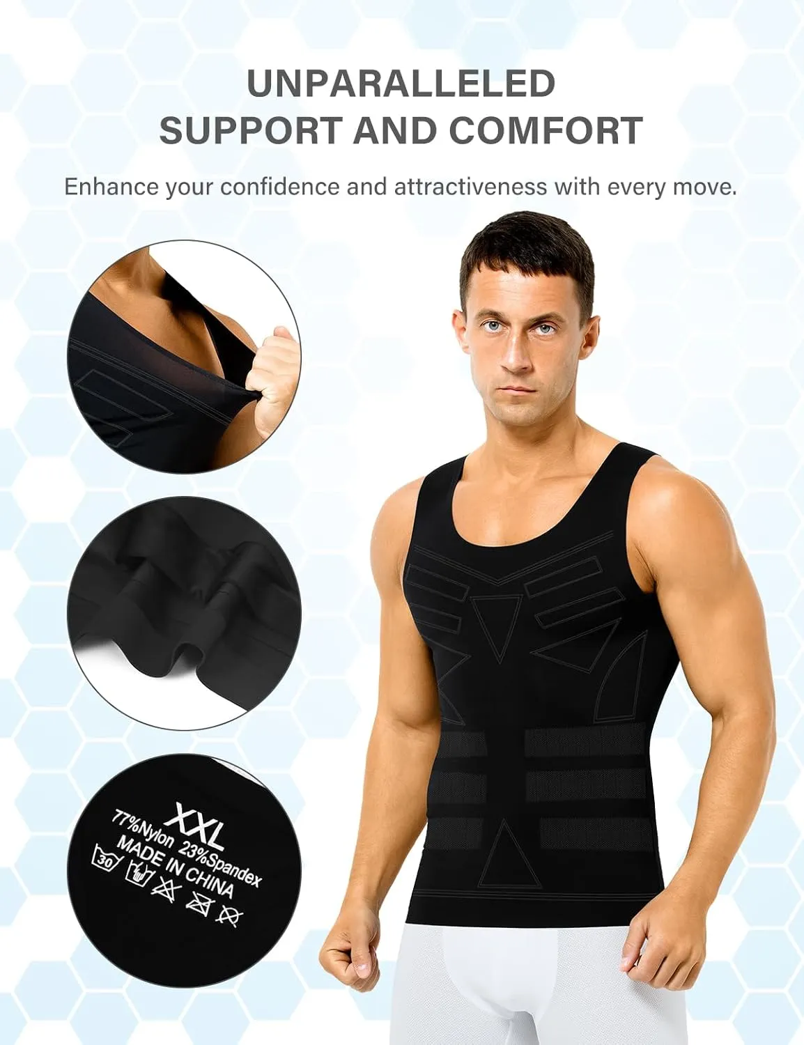 Arjen Kroos Men's Compression Tank Top 2 Pack Seamless Silky Body Shaper Slimming Undershirt