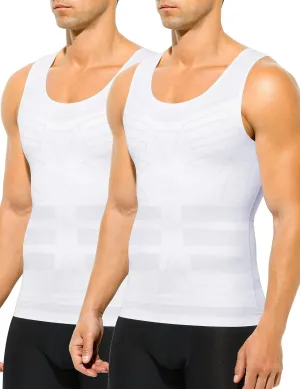 Arjen Kroos Men's Compression Tank Top 2 Pack Seamless Silky Body Shaper Slimming Undershirt