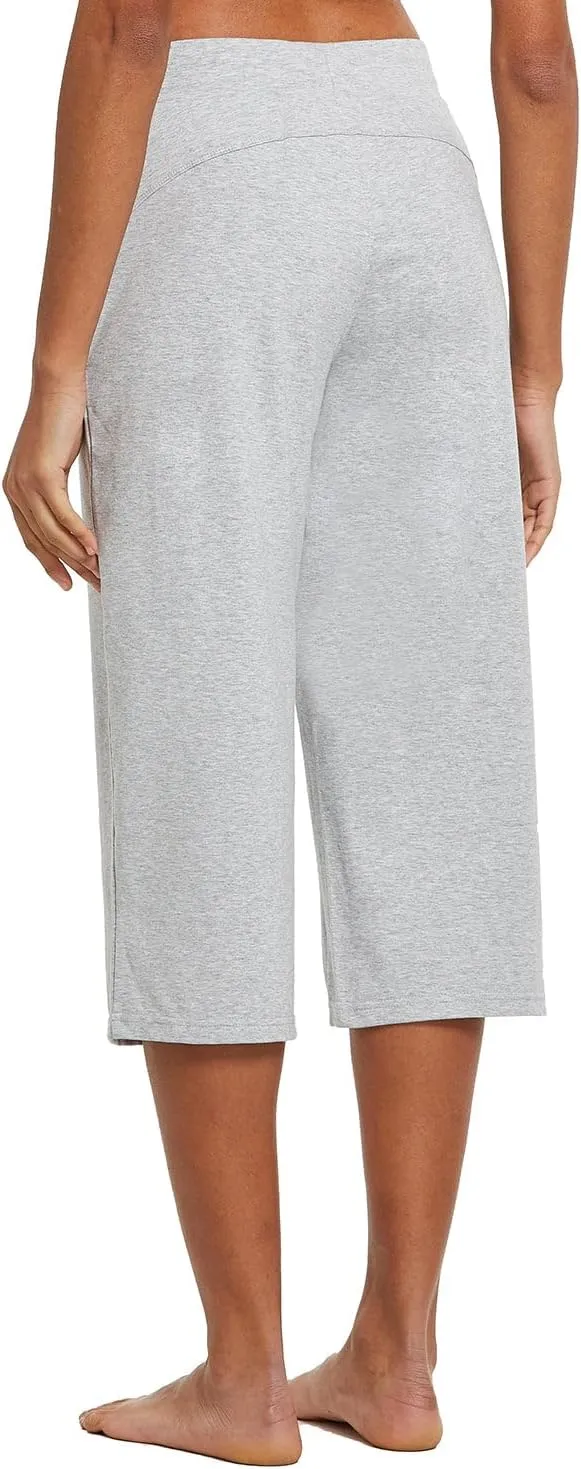 baleaf Women's Capris Yoga Cotton Wide Leg Casual Summer Capri Sweatpants Loose Lounge Workout Crop Pants Pockets