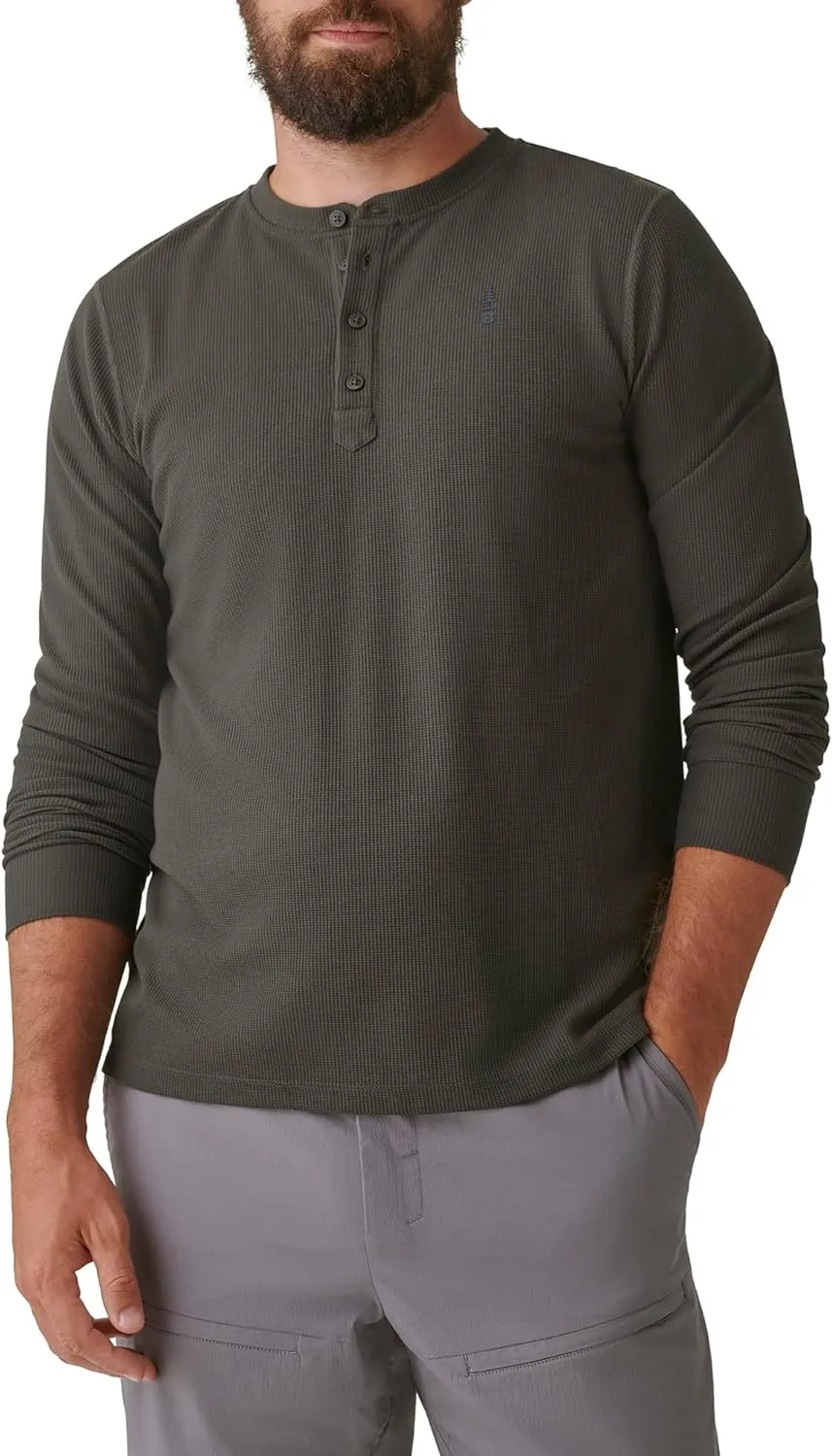 BASS OUTDOOR Men's Henley Long Sleeve Tee