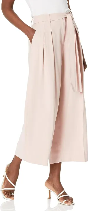 BCBGMAXAZRIA Women's Wide Leg Waist Tie Cropped Pants