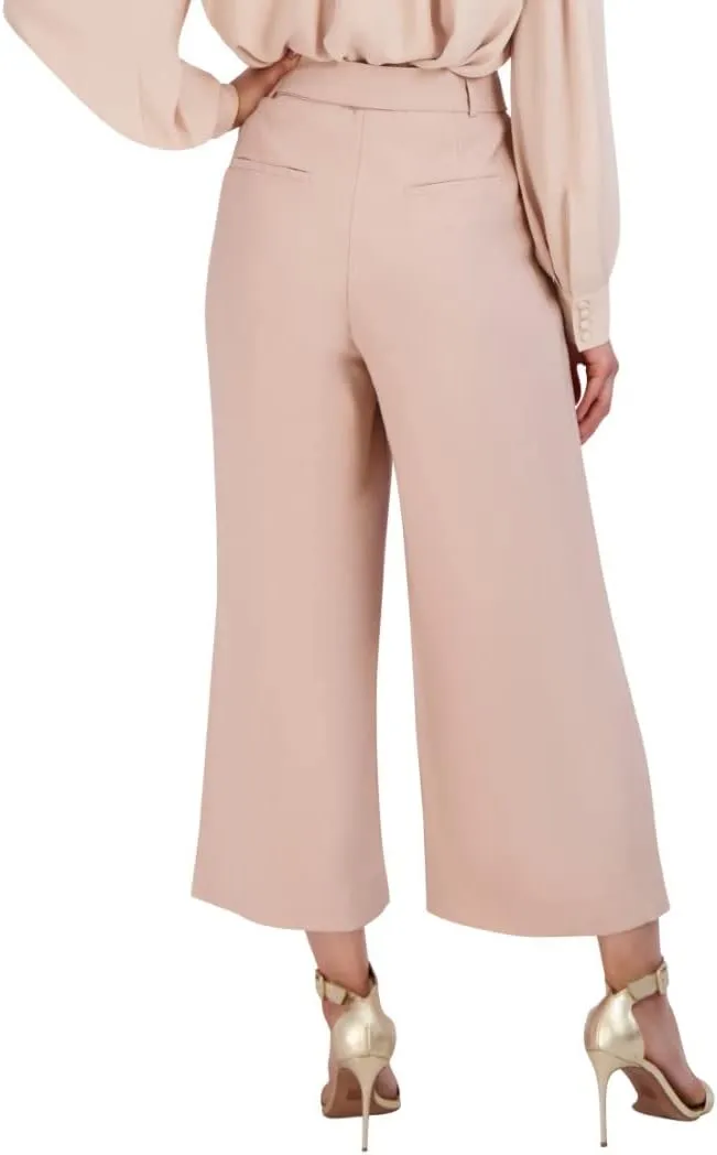BCBGMAXAZRIA Women's Wide Leg Waist Tie Cropped Pants