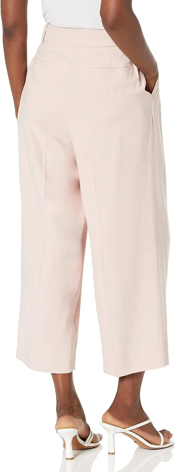 BCBGMAXAZRIA Women's Wide Leg Waist Tie Cropped Pants