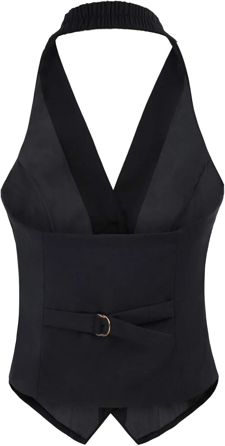 Belle Poque Vest for Work Vintage Button Down Suit Waistcoat