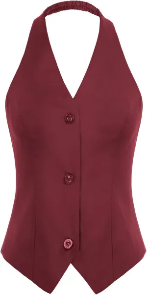 Belle Poque Vest for Work Vintage Button Down Suit Waistcoat
