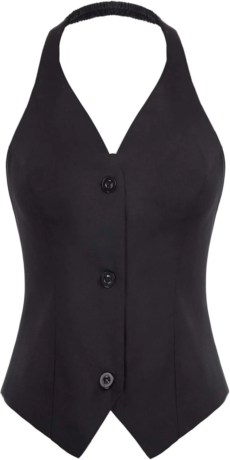 Belle Poque Vest for Work Vintage Button Down Suit Waistcoat