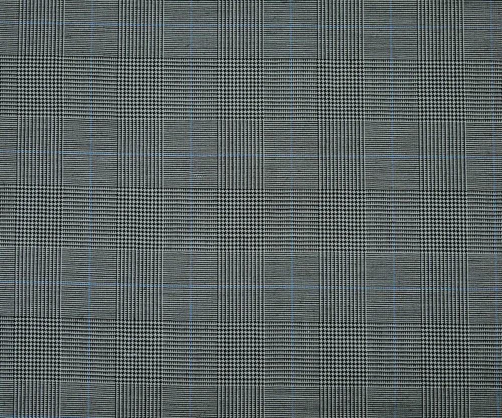 Black-Light Blue-Gray Poly-Wool Glen Plaid Shirting Woven Fabric