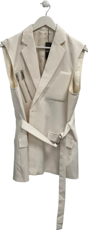 boohooMan Cream Single Breasted Sleeveless Suit Jacket UK 40C