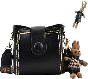 Bootara Bucket Bag, Adjustable Wide Shoulder Strap Fashion Bucket Bags, Random Bunny Doll (Two Doll in Total)