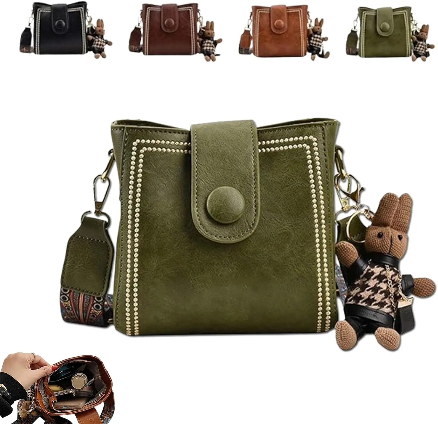 Bootara Bucket Bag, Bootara Women's Vintage Bunny Charm Bucket Bag, With Adjustable Wider Shoulder Strap