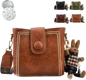 Bootara Bucket Bag, Bootara Women's Vintage Retro Fashion Bunny Charm Bucket Small Bag with Adjustable Wide Shoulder Strap
