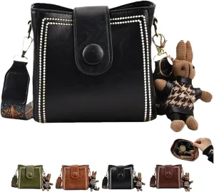 Bootara Bucket Bag with Adjustable Wider Shoulder Strap, Bootara Women's Vintage Bunny Charm Bucket Bag