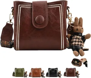 Bootara Bucket Bag with Adjustable Wider Shoulder Strap, Bootara Women's Vintage Bunny Charm Bucket Bag