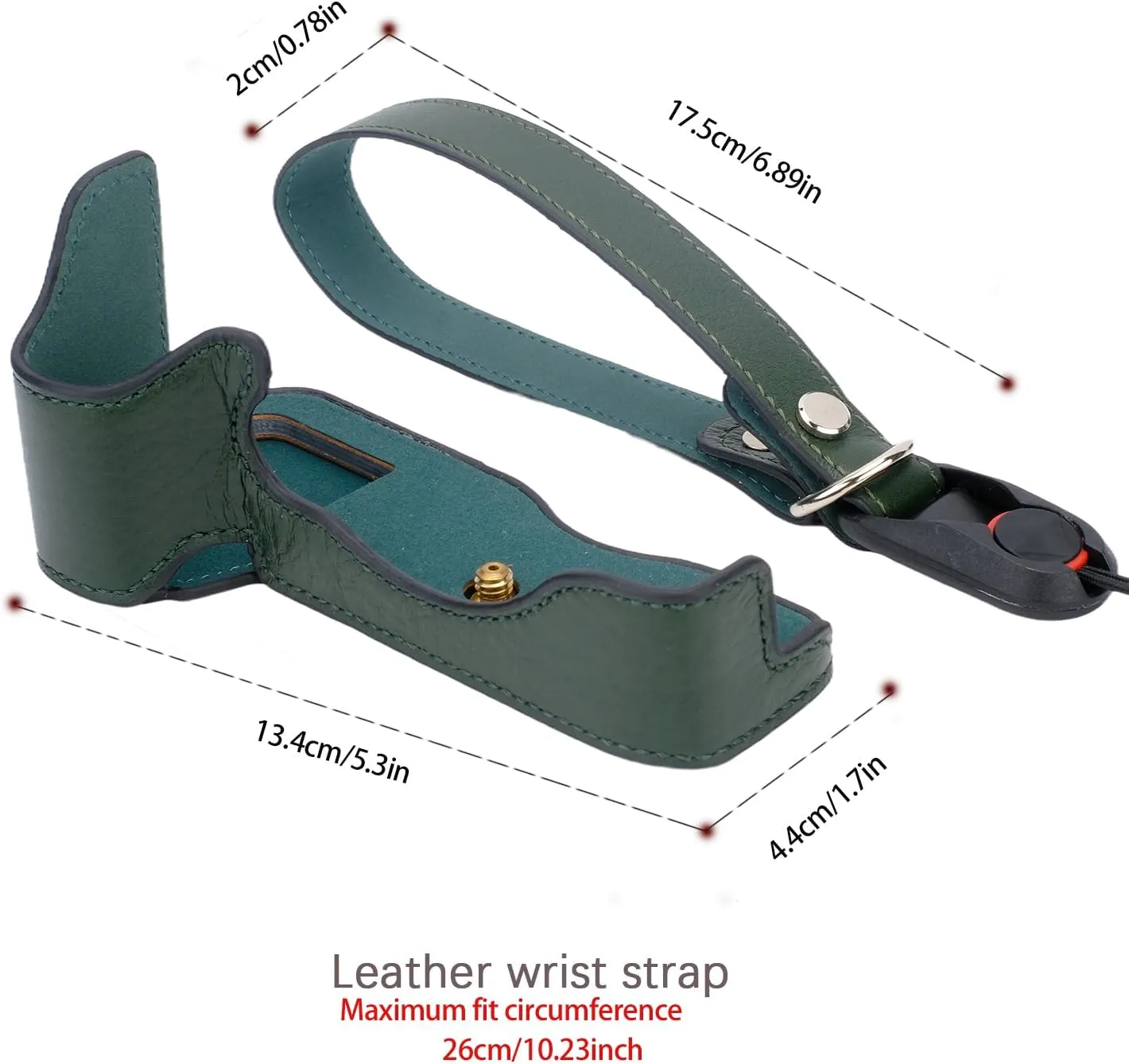 Bowan for Sony a7 III ILCE7M3/B Camera Case,Handmade Genuine Real Leather Half Camera Case Bag Cover for A7 Mark III, A7R III, A9 A7 II, A7R II Camera Bottom Opening Version   Hand Strap (Green)