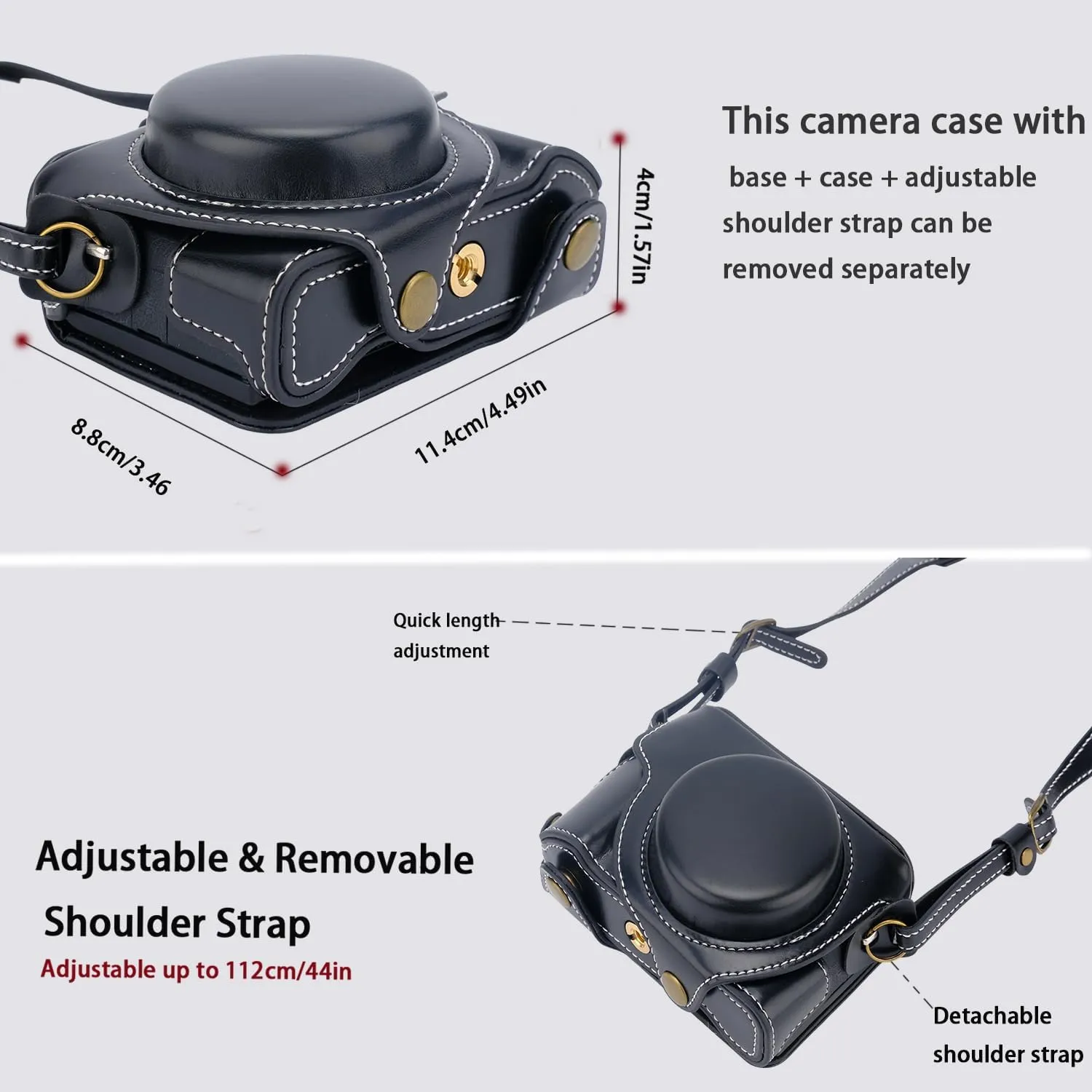 Bowan G7X Mark II, G7X Mark III Camera Case - Vintage PU Leather Camera Case for Sony G7X Mark II, G7X Mark III DSLR Camera Protective Leather Camera Case Bag with Camera Shoulder Strap (black)