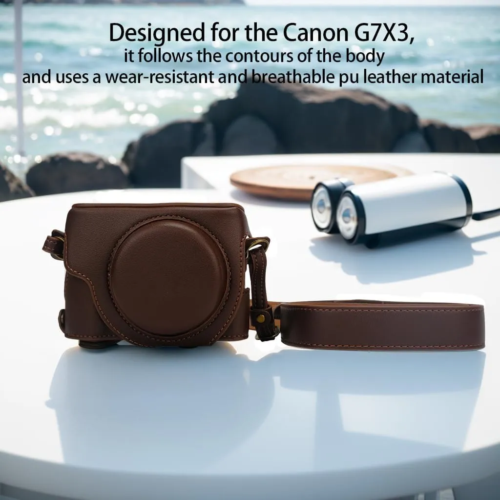 Bowan G7X Mark II, G7X Mark III Camera Case - Vintage PU Leather Camera Case for Sony G7X Mark II, G7X Mark III DSLR Camera Protective Leather Camera Case Bag with Camera Shoulder Strap (coffee)