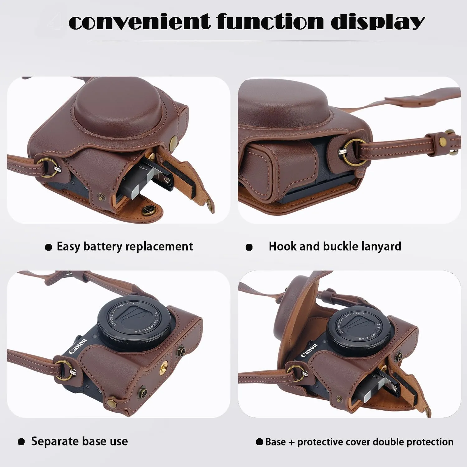 Bowan G7X Mark II, G7X Mark III Camera Case - Vintage PU Leather Camera Case for Sony G7X Mark II, G7X Mark III DSLR Camera Protective Leather Camera Case Bag with Camera Shoulder Strap (coffee)