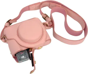 Bowan G7X Mark II, G7X Mark III Camera Case - Vintage PU Leather Camera Case for Sony G7X Mark II, G7X Mark III DSLR Camera Protective Leather Camera Case Bag with Camera Shoulder Strap (pink)