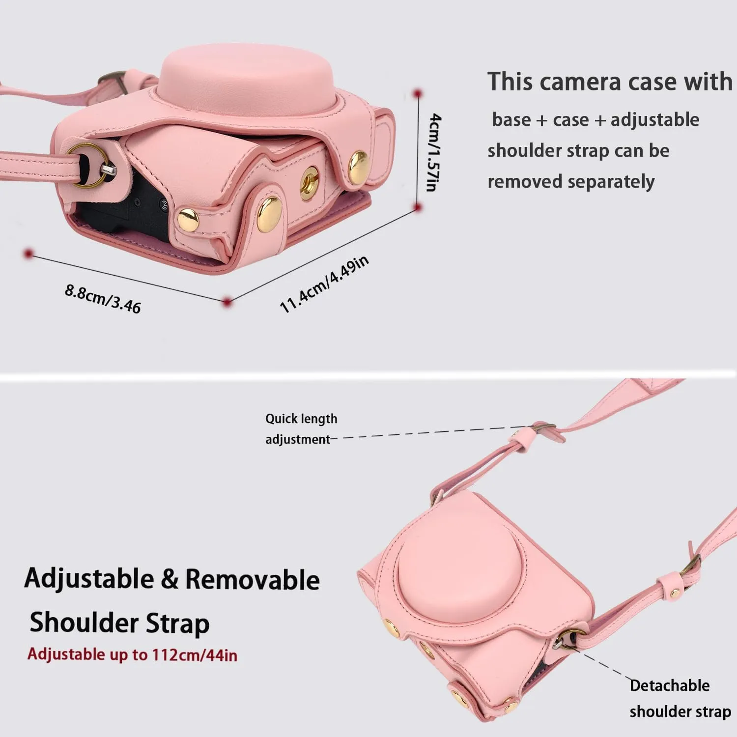 Bowan G7X Mark II, G7X Mark III Camera Case - Vintage PU Leather Camera Case for Sony G7X Mark II, G7X Mark III DSLR Camera Protective Leather Camera Case Bag with Camera Shoulder Strap (pink)