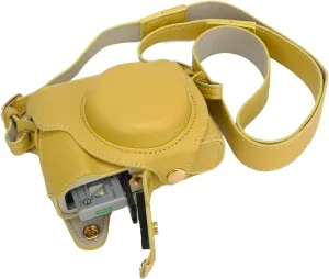 Bowan G7X Mark II, G7X Mark III Camera Case - Vintage PU Leather Camera Case for Sony G7X Mark II, G7X Mark III DSLR Camera Protective Leather Camera Case Bag with Camera Shoulder Strap (yellow)
