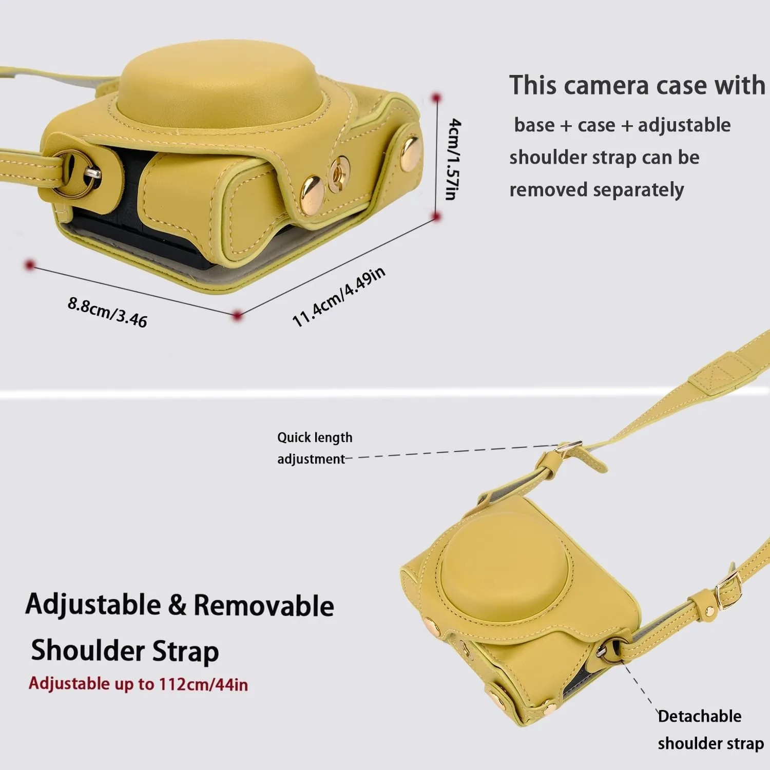 Bowan G7X Mark II, G7X Mark III Camera Case - Vintage PU Leather Camera Case for Sony G7X Mark II, G7X Mark III DSLR Camera Protective Leather Camera Case Bag with Camera Shoulder Strap (yellow)