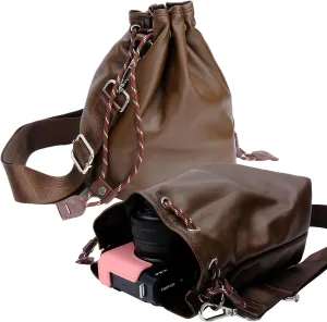 Bowan Small Camera Bag,Camera casing bag,Soft Cute Camera Pouch Handbag compatible with Mirrorless Cameras/Nikon/Canon/Sony/Fuji Camera Case (coffee, Large)