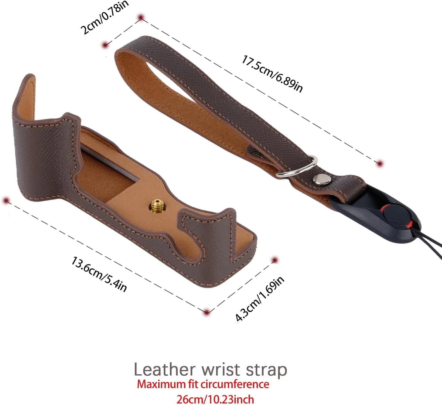 Bowan X-T5 Camera Case, Handmade Genuine Real Leather Half Camera Case Bag Cover for Fujifilm Fuji X-T5 X-T5 Camera Bottom Opening Version   Hand Strap (coffee)