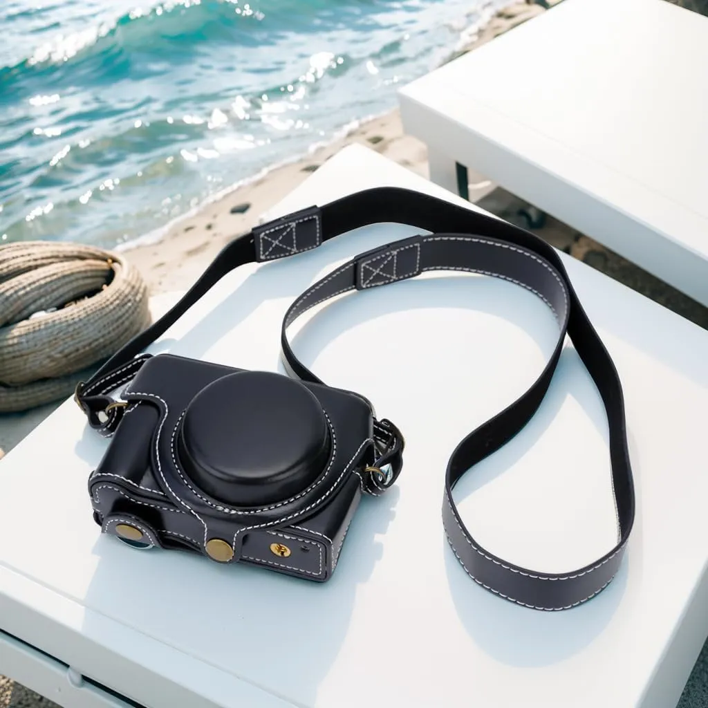 Bowan ZV1 Camera Case - Vintage PU Leather Camera Case for Sony ZV1 ZV-1 DSLR Camera Protective Leather Camera Case Bag with Camera Shoulder Strap (black)