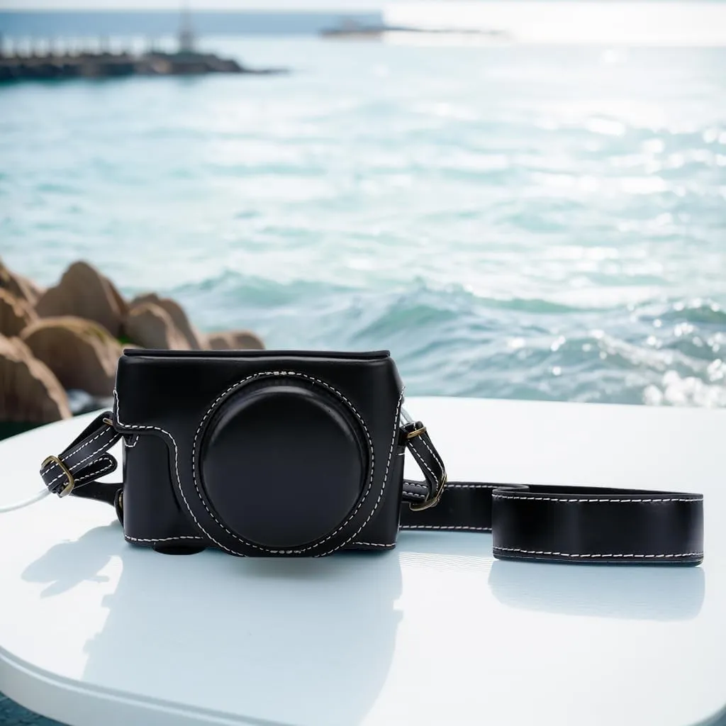 Bowan ZV1 Camera Case - Vintage PU Leather Camera Case for Sony ZV1 ZV-1 DSLR Camera Protective Leather Camera Case Bag with Camera Shoulder Strap (black)