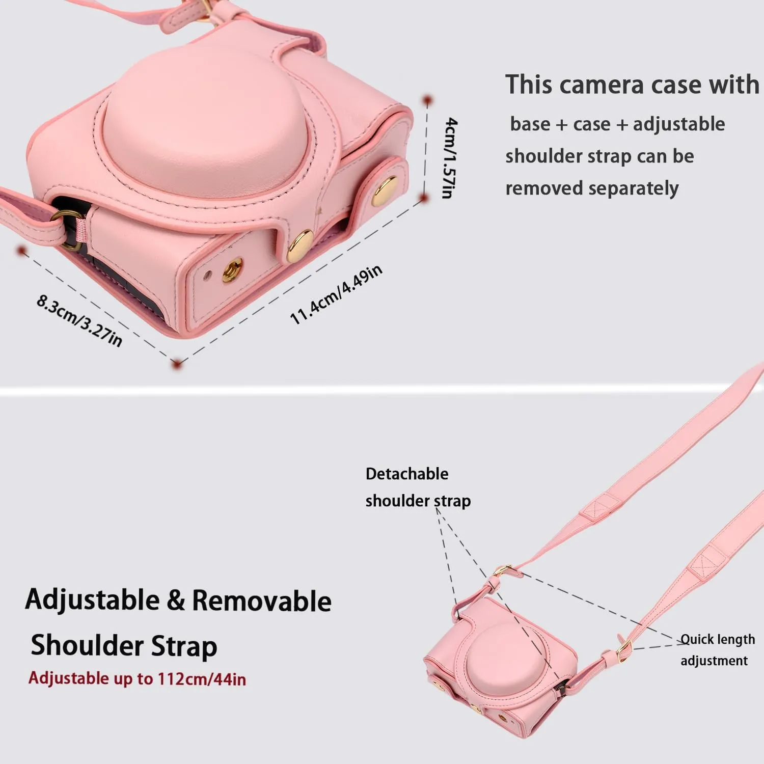 Bowan ZV1 Camera Case - Vintage PU Leather Camera Case for Sony ZV1 ZV-1 DSLR Camera Protective Leather Camera Case Bag with Camera Shoulder Strap (pink)