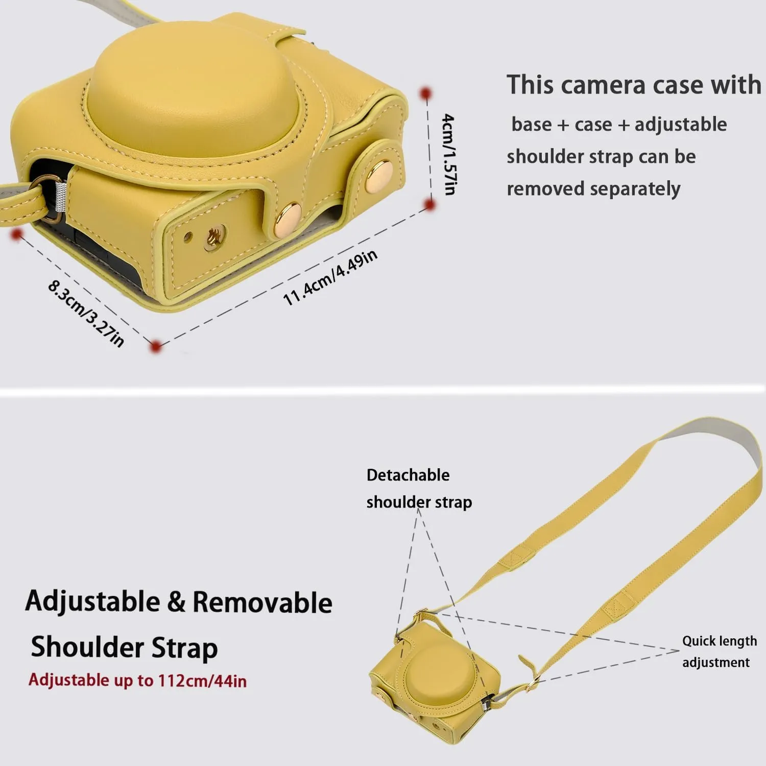 Bowan ZV1 Camera Case - Vintage PU Leather Camera Case for Sony ZV1 ZV-1 DSLR Camera Protective Leather Camera Case Bag with Camera Shoulder Strap (yellow)