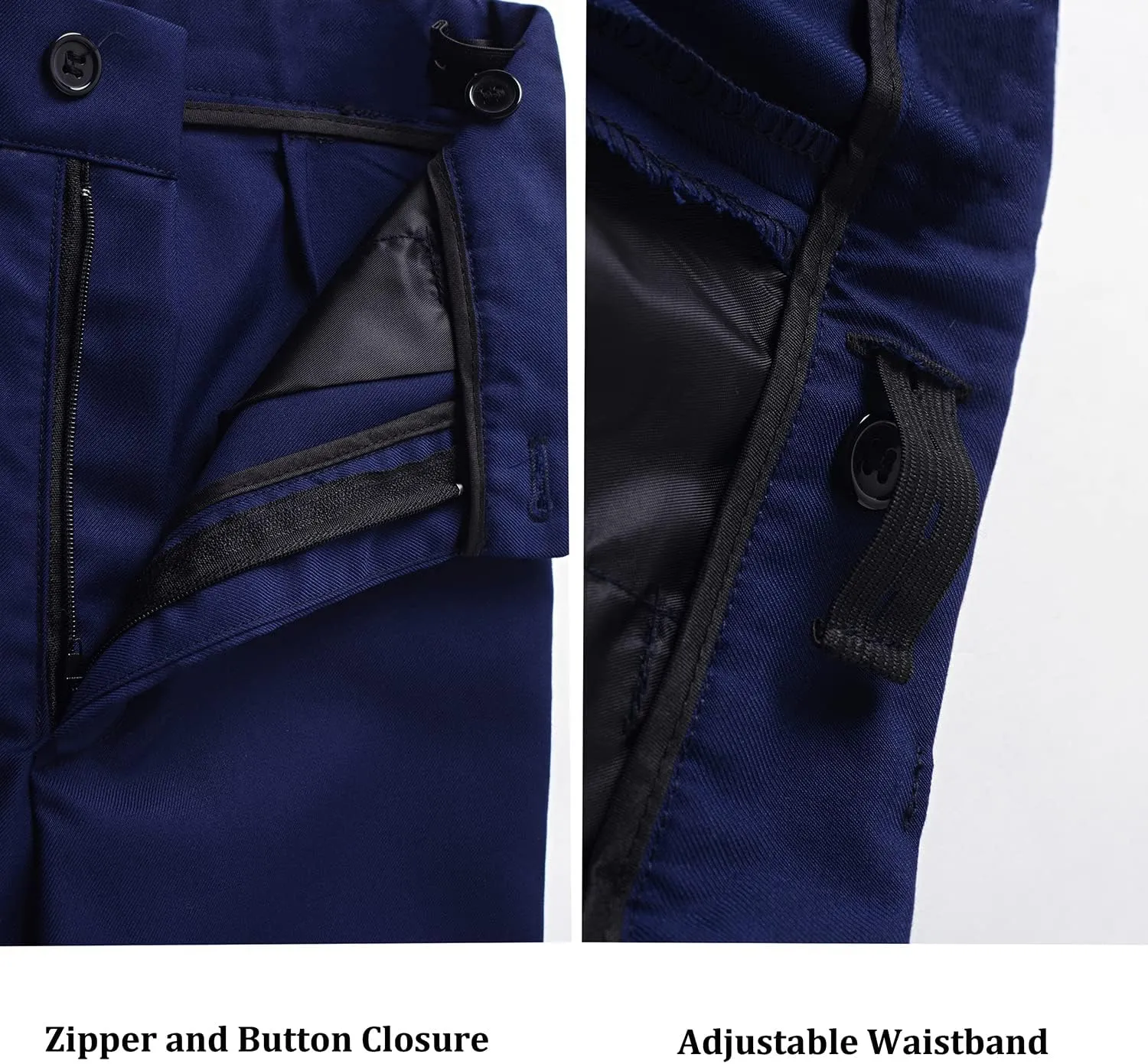 Boys Dress Pants Adjustable Waist Flat Front Pant Wedding School Uniforms Pants
