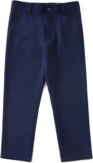 Boys Dress Pants Adjustable Waist Flat Front Pant Wedding School Uniforms Pants